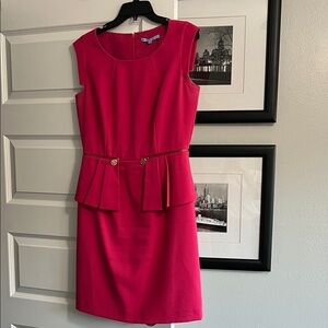 ANTONIO MELANI Fuchsia Peplum Midi Dress